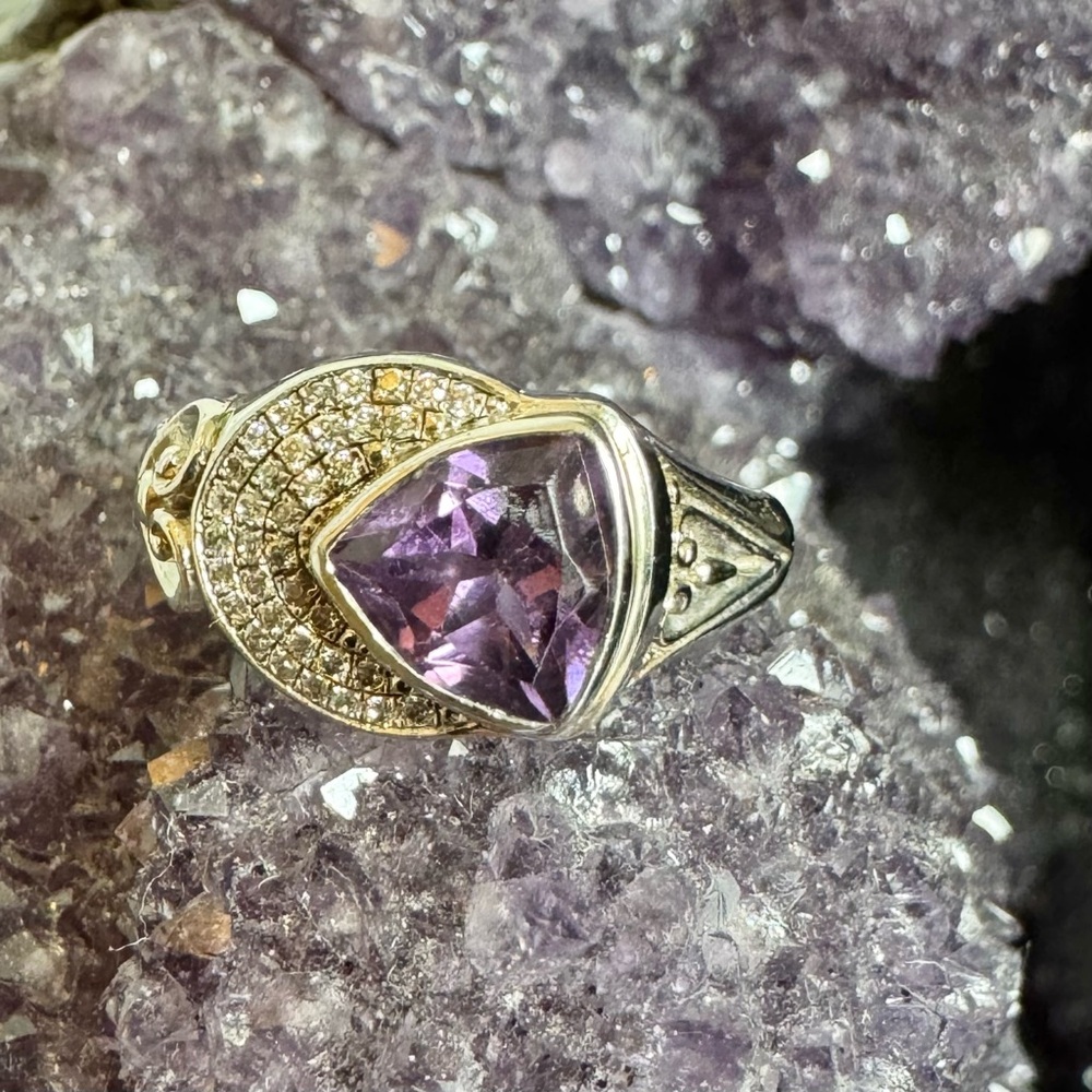 Amethyst & Cz Statement Ring - image 1